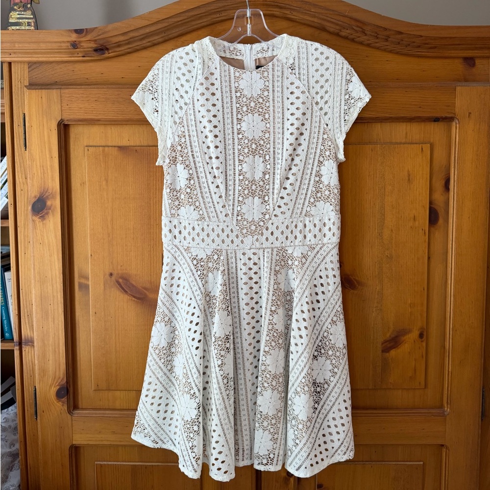 Chic White/offwhite Lace Mini Dress